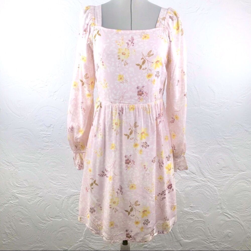 Art Class Pastel Pink Floral Dress-cut Out Back